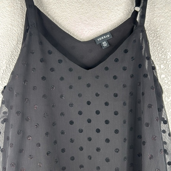 Torrid Black Velvet Polka Dot Spaghetti Strap Camisole Tank Top Size Medium - Picture 2 of 6